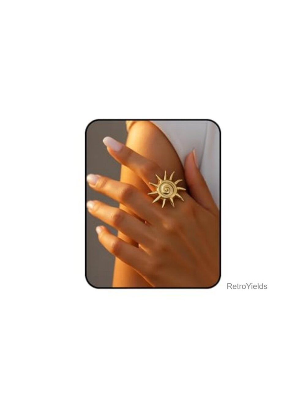 Chunky Adjustable Open Ring Gold Plated Spiral Sun Statement Jewelry Women
